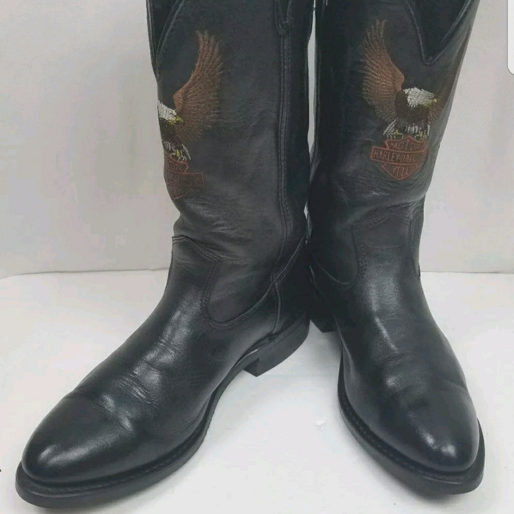 HARLEY DAVIDSON 8600 COWBOY LEATHER BLACK BOOTS